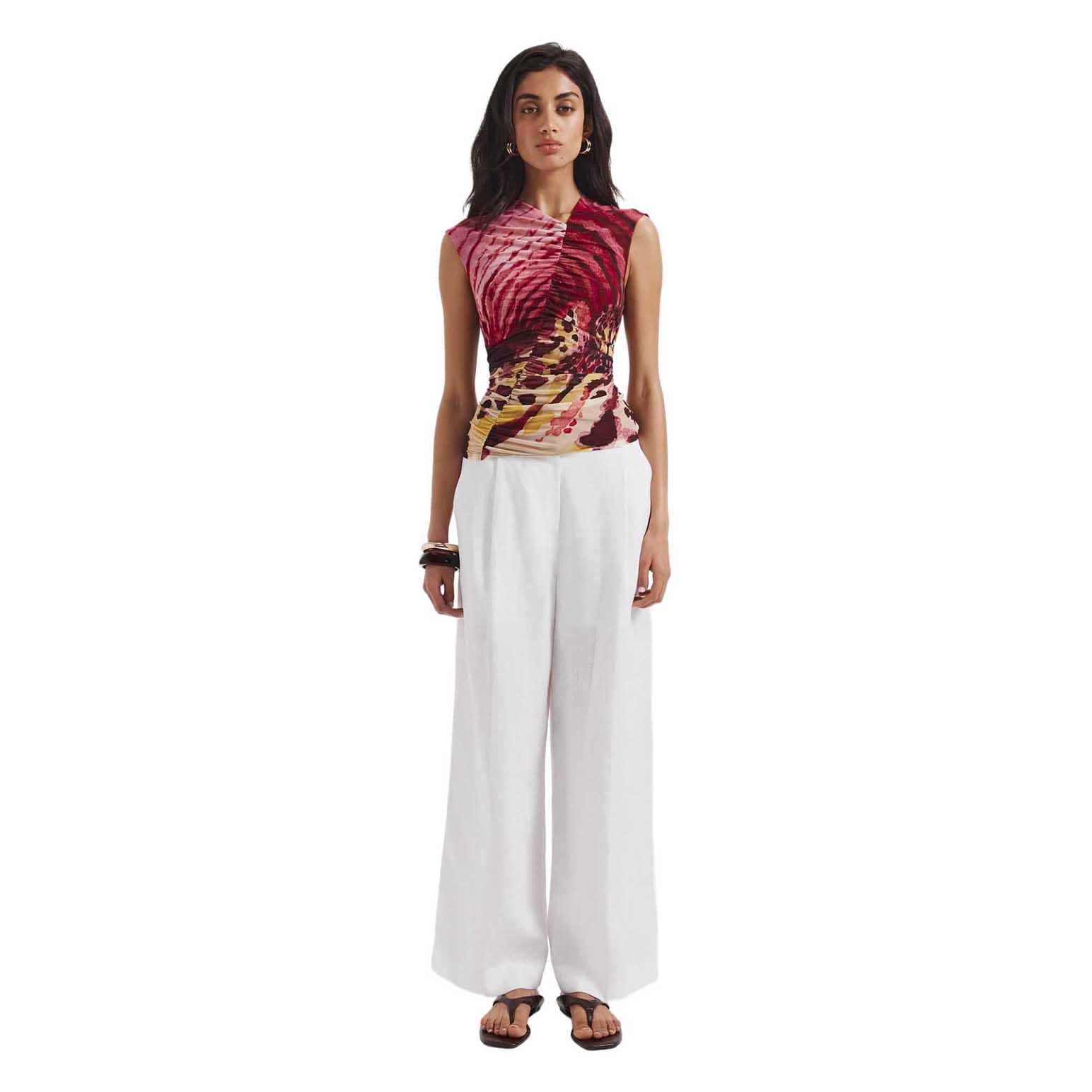 SABA Cymbelle Rouched Mesh Top