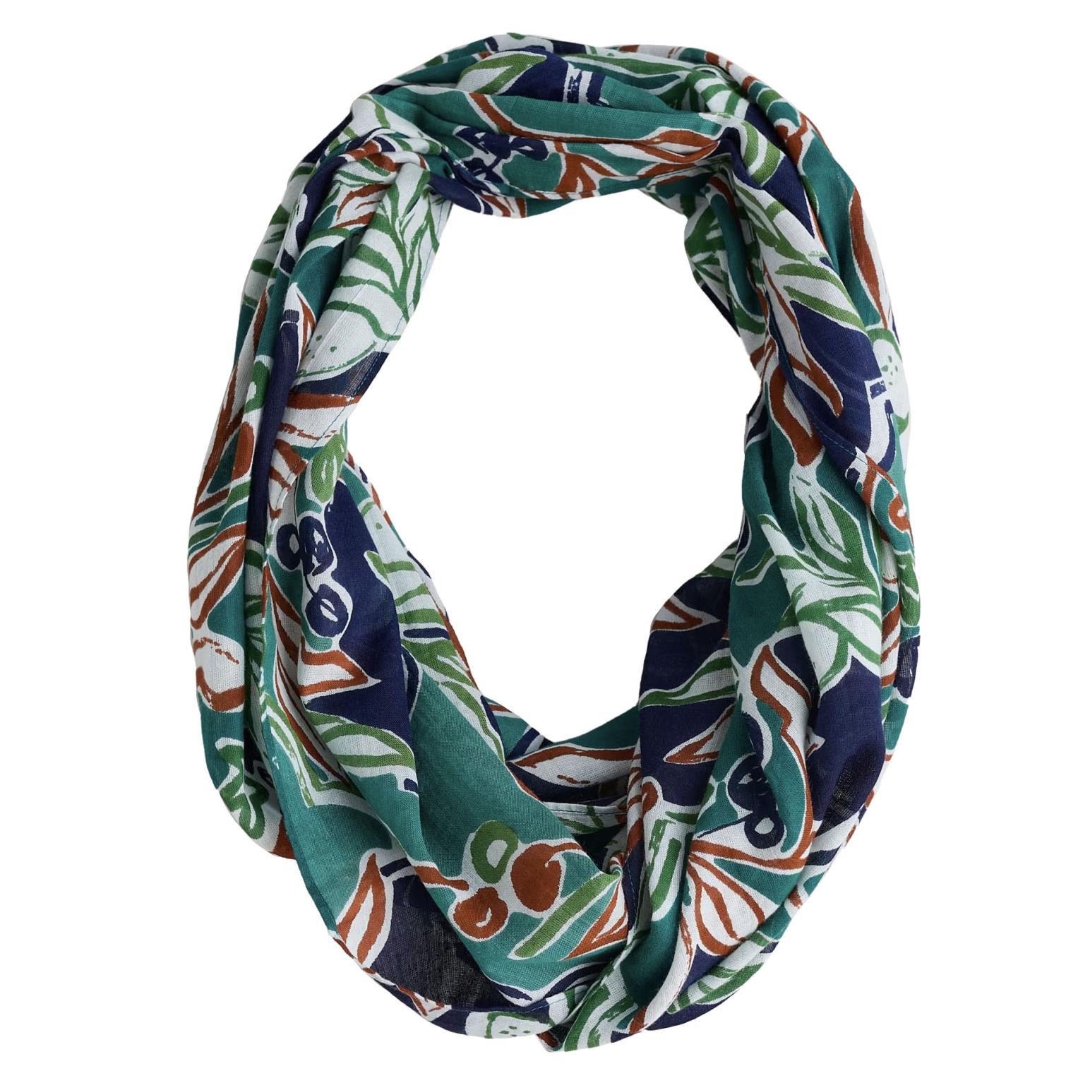 Seasalt Cornwall May Garland Circle Scarf Linear Citrus Rockpool