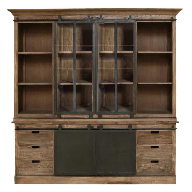 French Country Sliding Door Double Cabinet Base