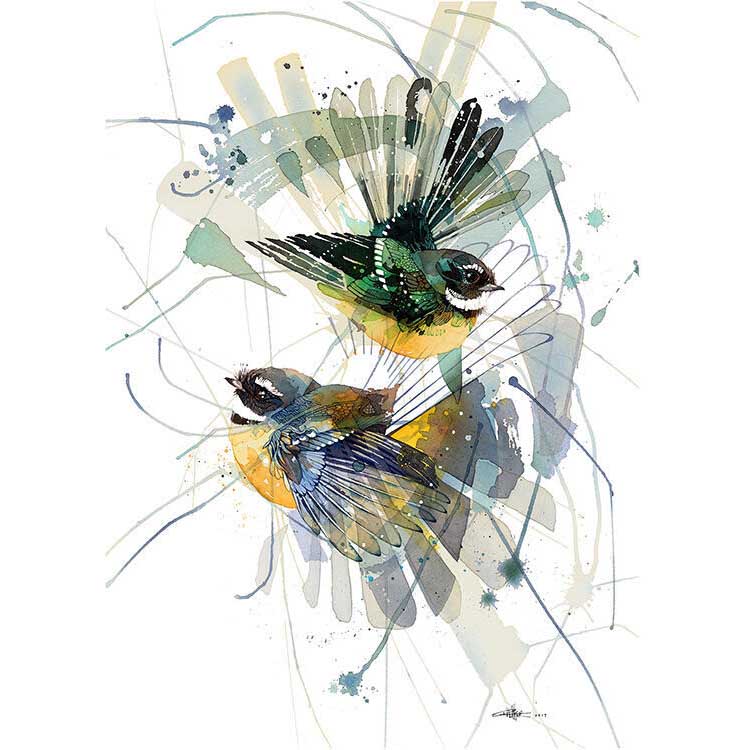 Rachel Walker Piwakawaka Storm Mini Card