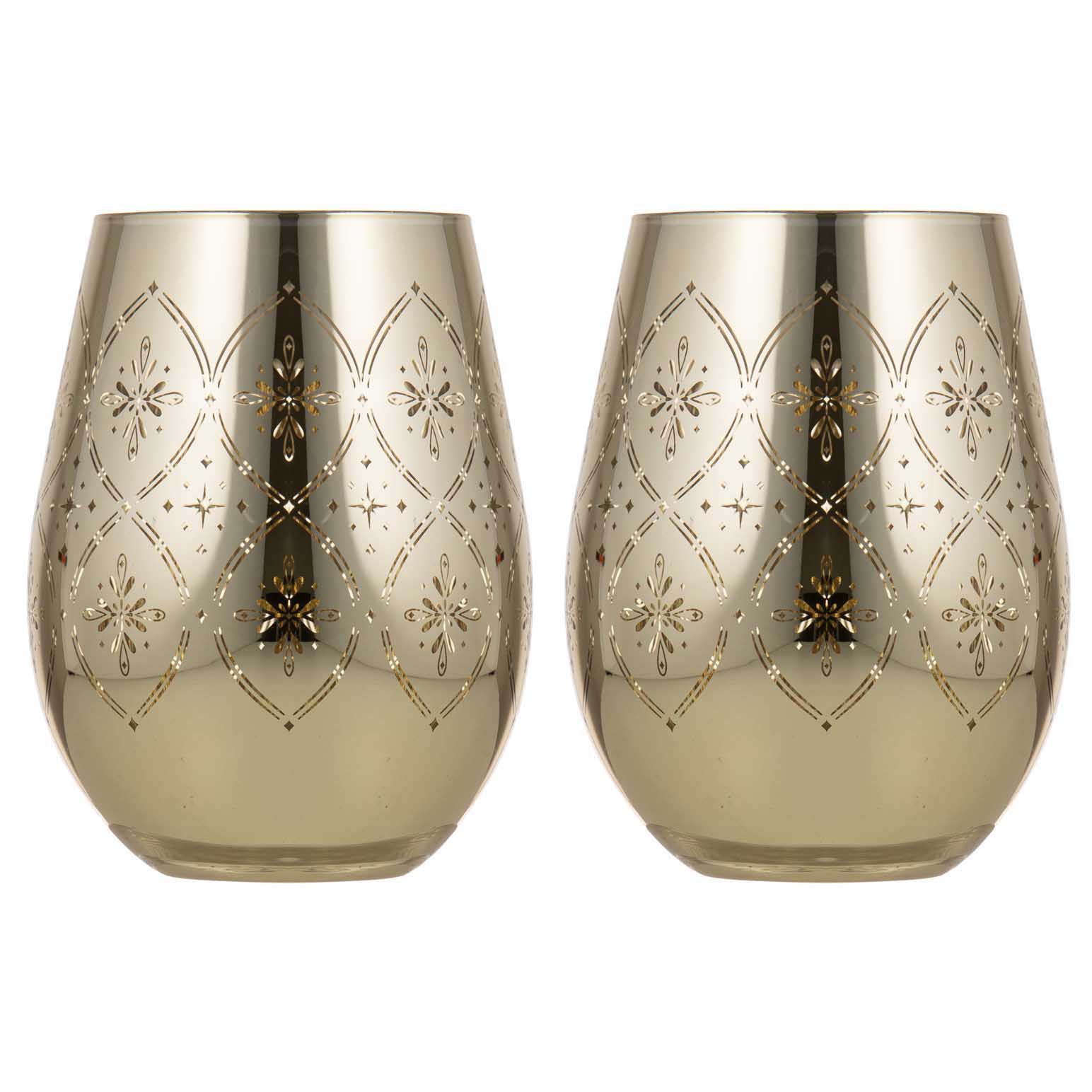 Tempa Chantelle Gold 2pk Stemless Glass