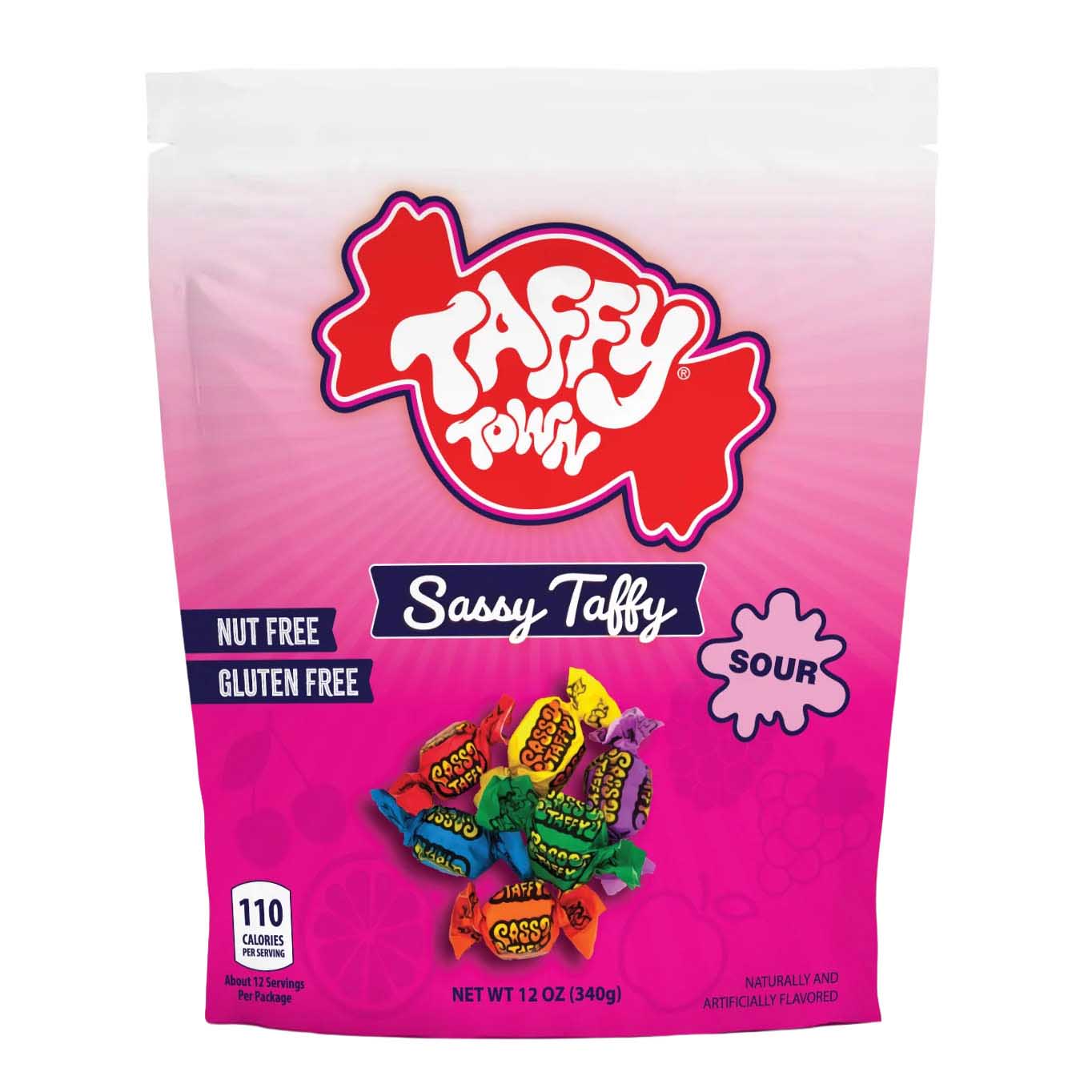 Taffy Town Sassy Sour Fruits Taffy Pouch 340g