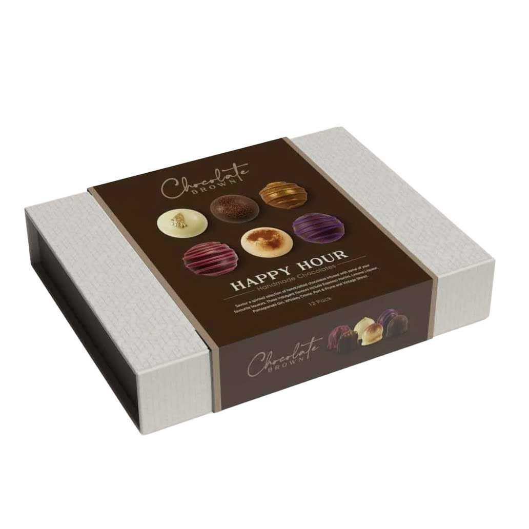 Chocolate Brown Happy Hour Boxed Chocolates 12-Piece
