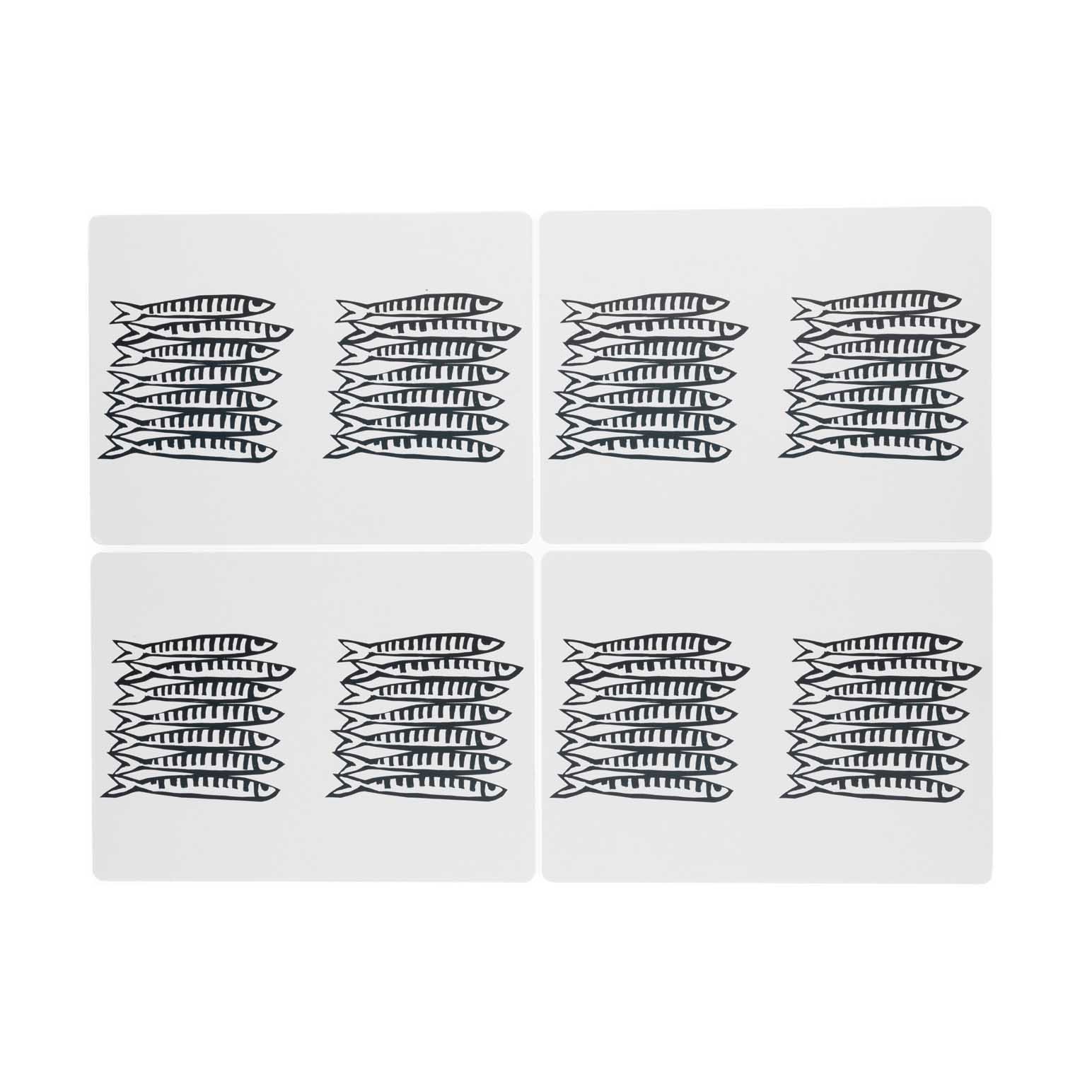 Shoeless Joe Sardine Indigo Cork Backed Placemats 4Pc