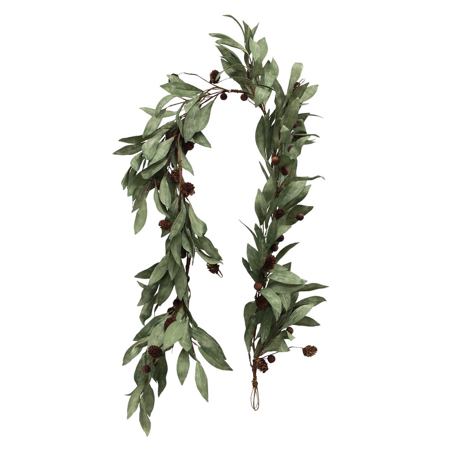 French Country Eucalyptus & Brown Wood Berry Garland Large