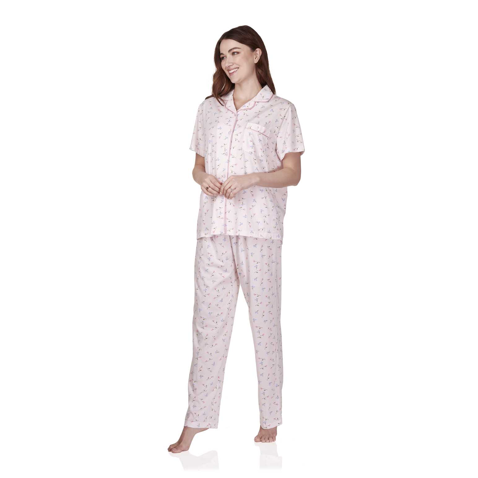 La Marquise Flower Leaf Short Sleeve Button Through Pyjama Set
