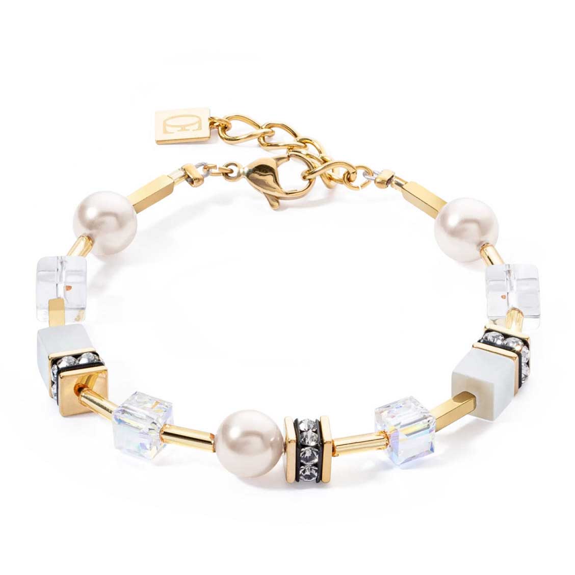 Coeur de Lion GeoCUBE® Iconic Pearl Mix Gold-White Bracelet