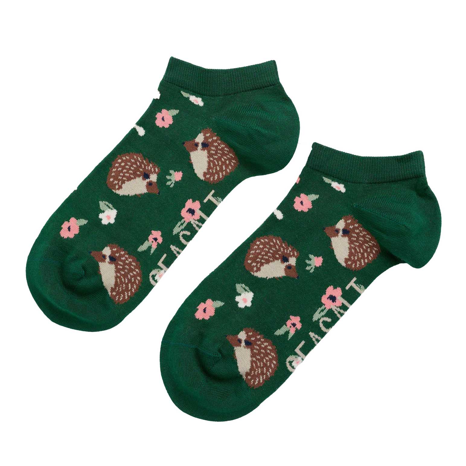 Seasalt Cornwall Bamboo Arty Trainer Socks Hedgehog Meadow Dark Forag