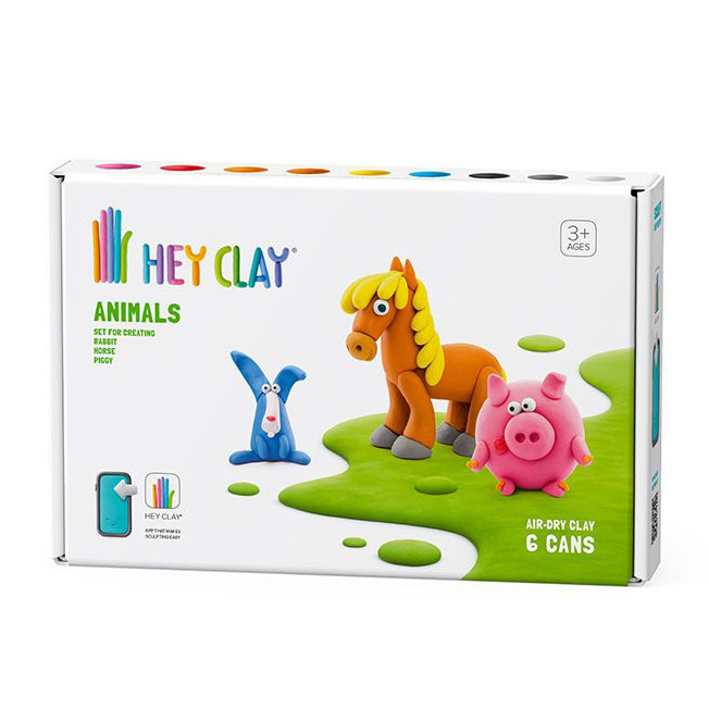 Hey Clay Animals - Piggy, Horse, Rabbit, 6 Cans