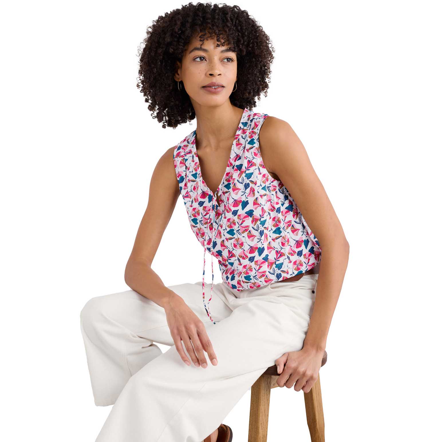 Seasalt Cornwall Cobbs Well Top Parasol Floral Chalk