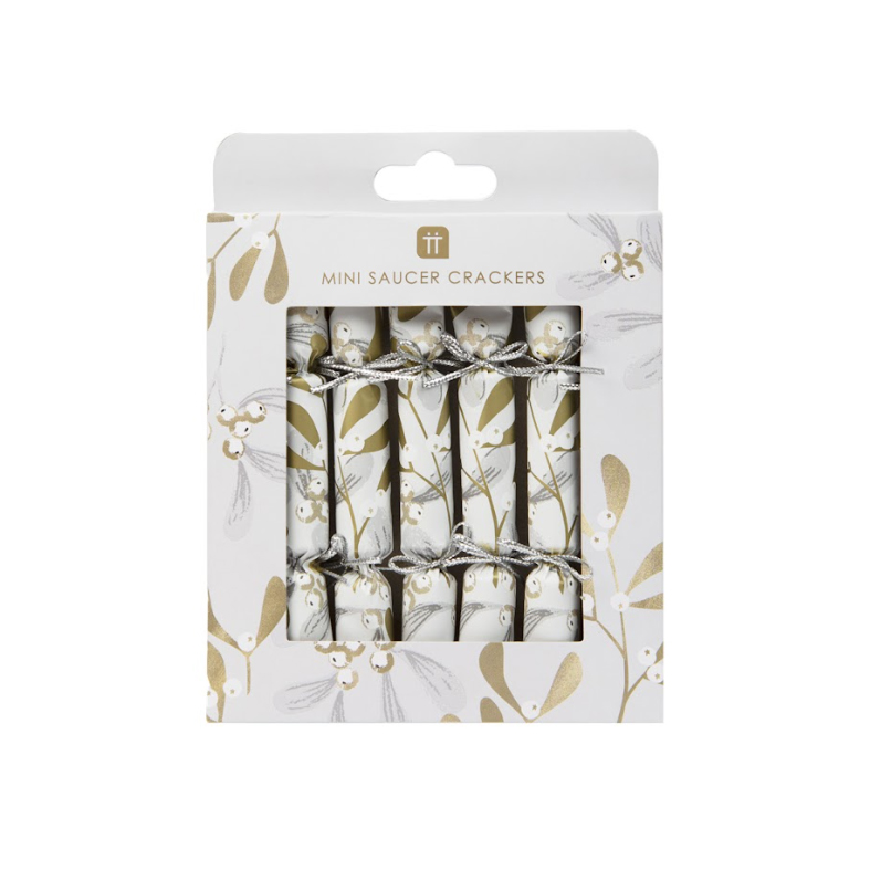 Talking Tables Mini Saucer Crackers 4.9 In. Botanical Mistletoe (8 Pack)