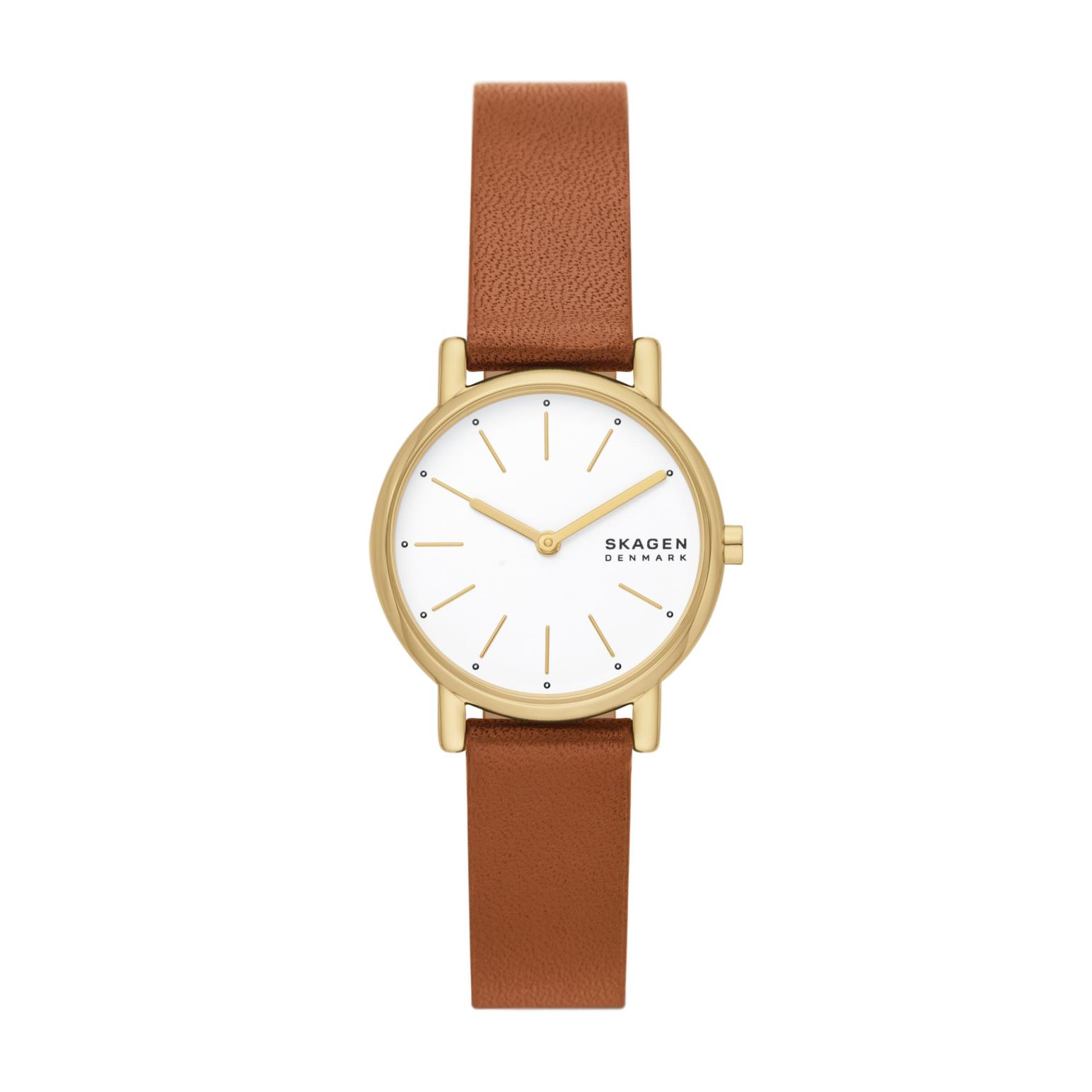 Skagen Signature Lille Two-Hand Brown Leather Watch SKW3121