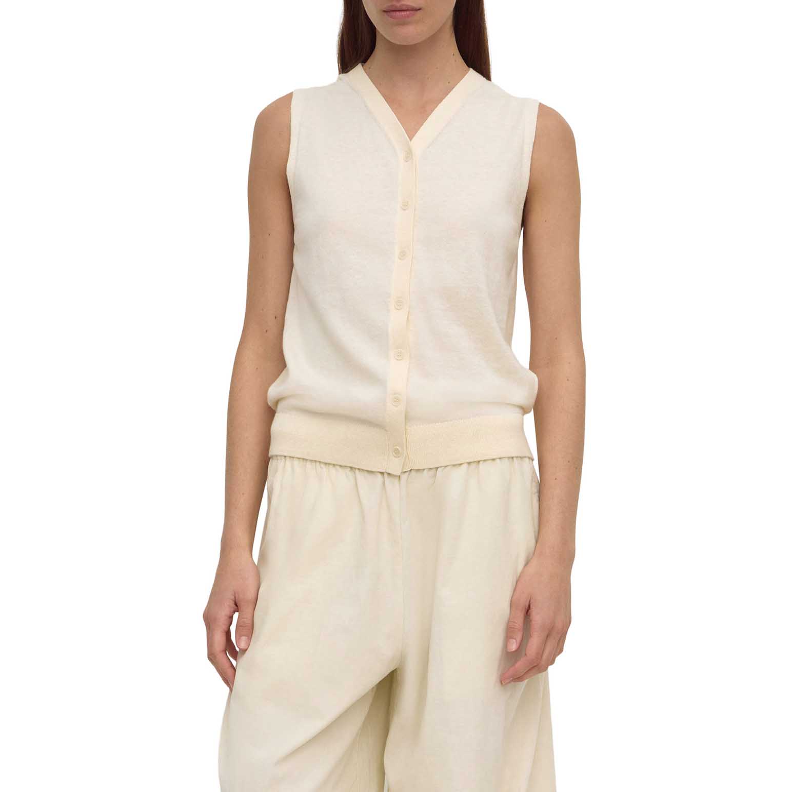 Assembly Label Maya Cotton Cashmere Knit Vest Vanilla