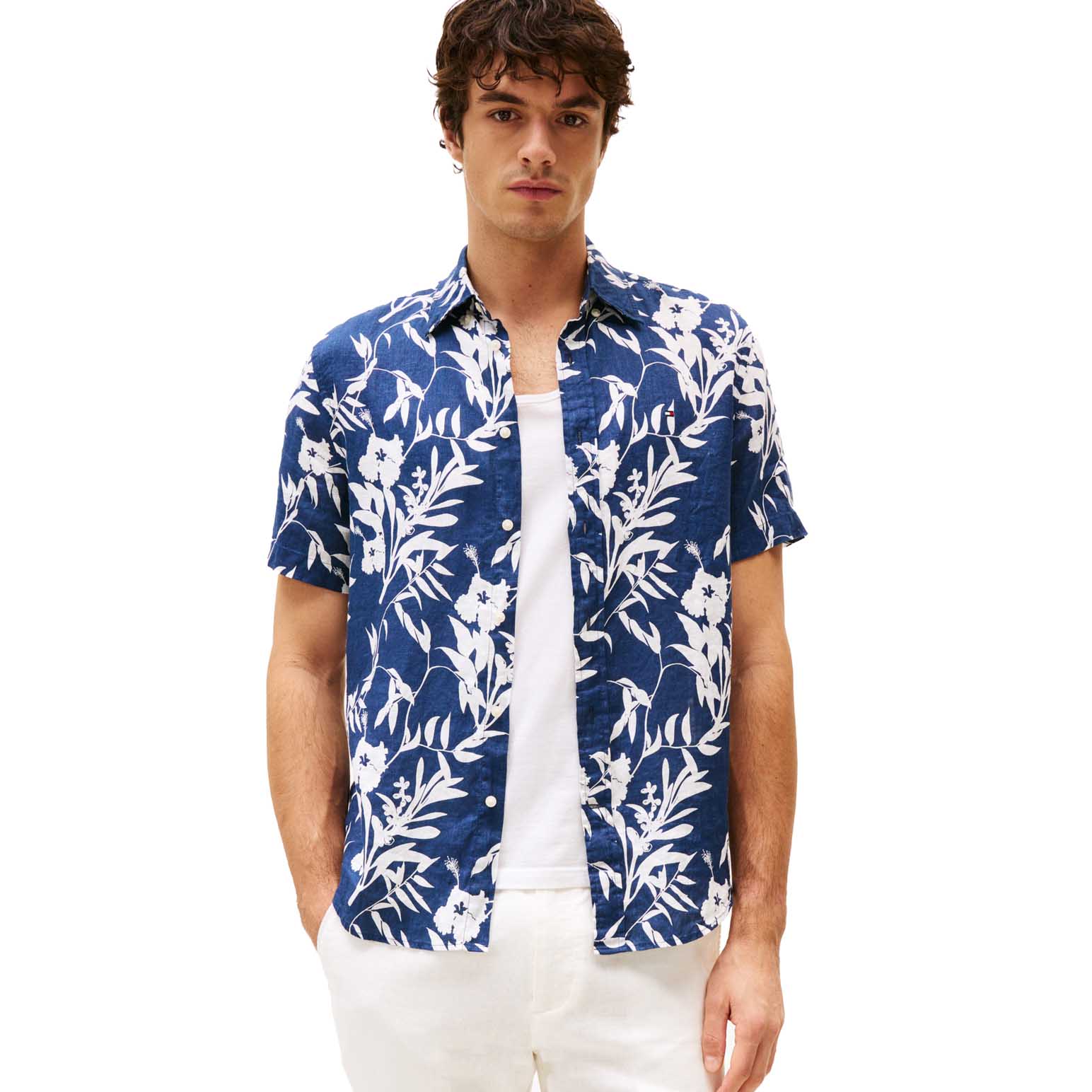 Tommy Hilfiger Tropical Print Pure Linen Shirt