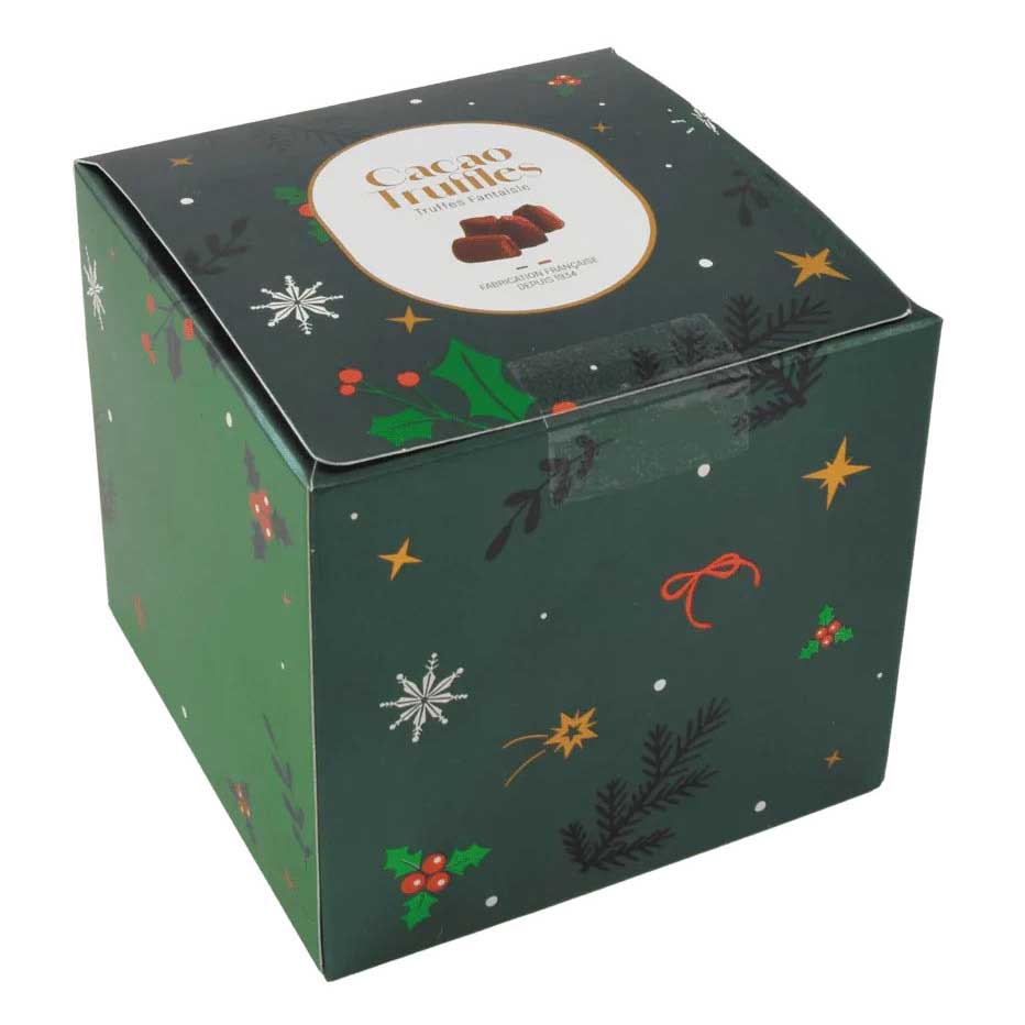 Mathez Christmas Box Green With Plain Truffles 200g