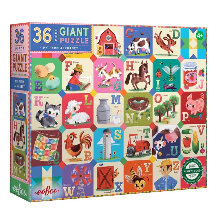 Eeboo  36Pc Giant Puzzle My Farm Alphabet