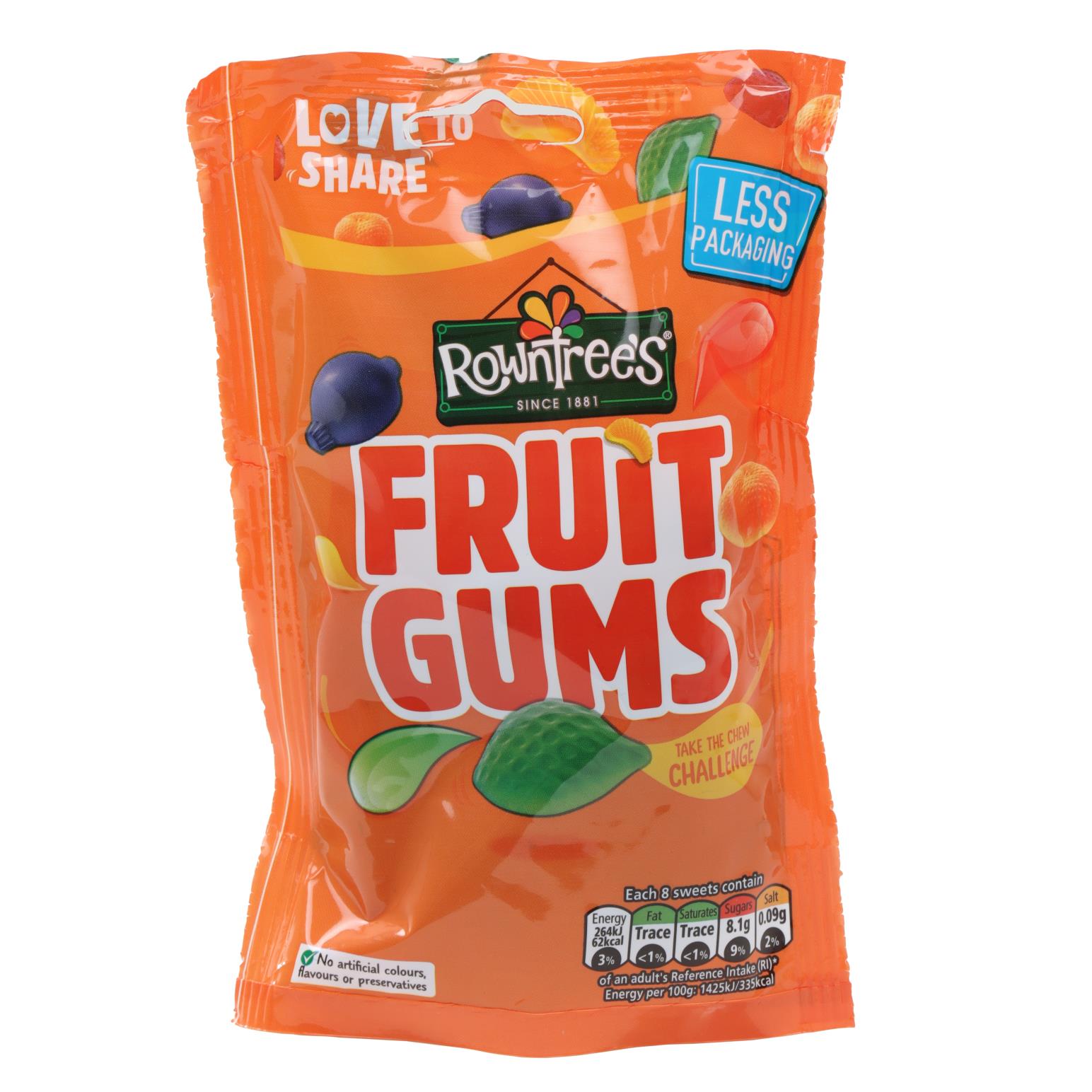 Rowntrees Fruit Gums Vegan Friendly Sweets Sharing Bag 120g