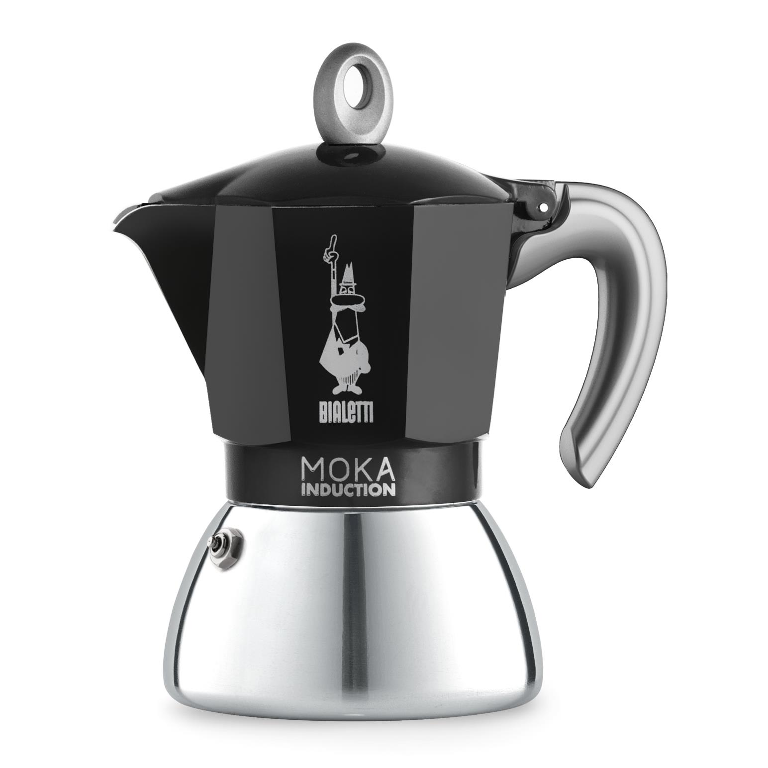Bialetti Moka 6 Cup Italian Metal Induction Coffee Maker Black
