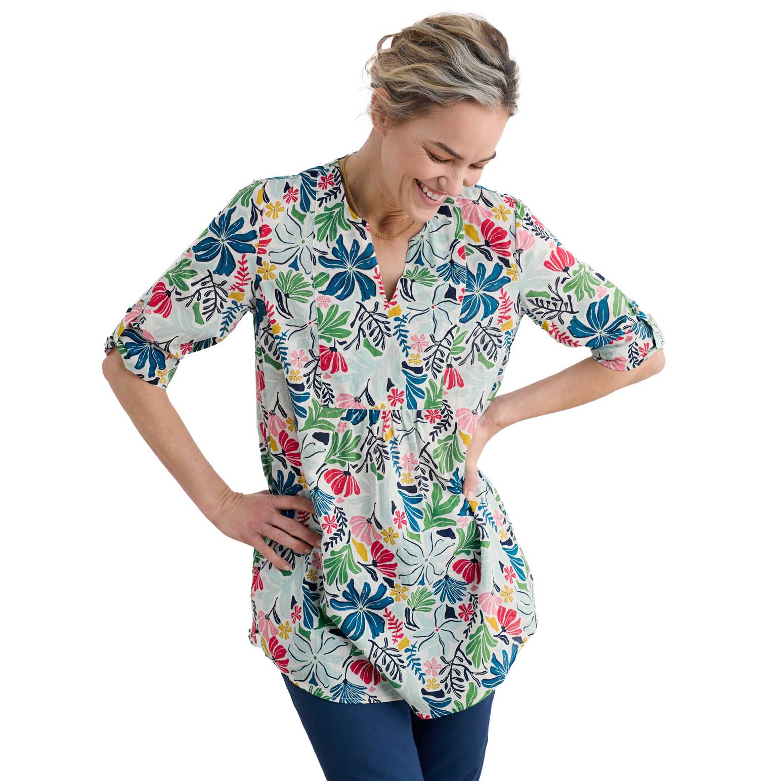 Seasalt Cornwall Op Art Tunic Seaweed Flower Chalk
