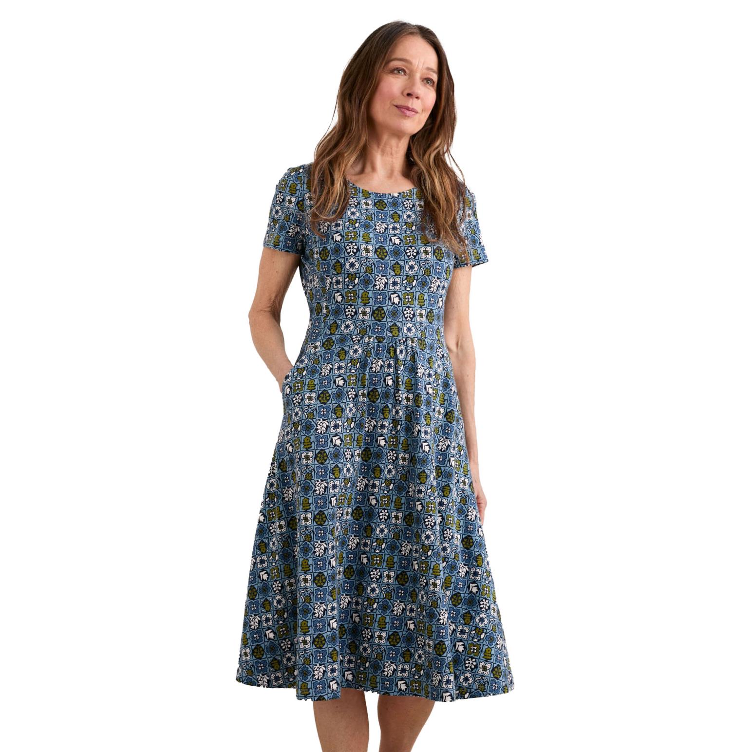 Seasalt Cornwall S/S April Dress Wood Stamps Limpet