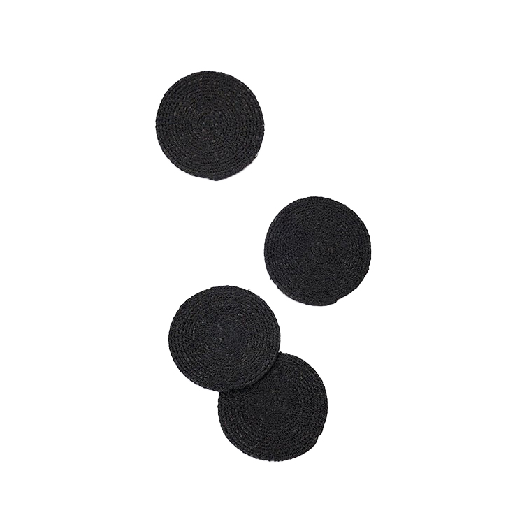 Citt&agrave; Woven Coaster Black Set Of 4 10cmdia
