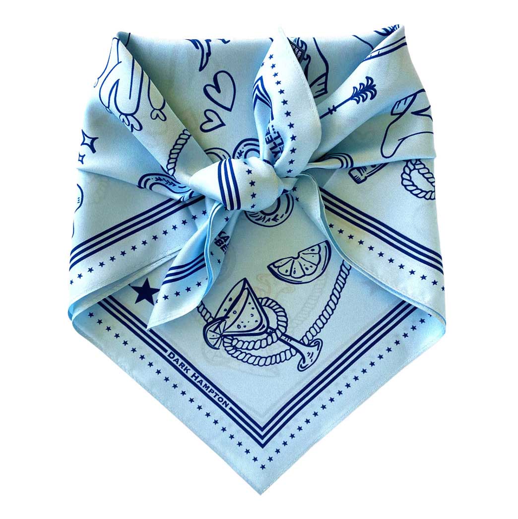 Dark Hampton Kaylee Bell Cowboy Up Blue Silk Petite Scarf