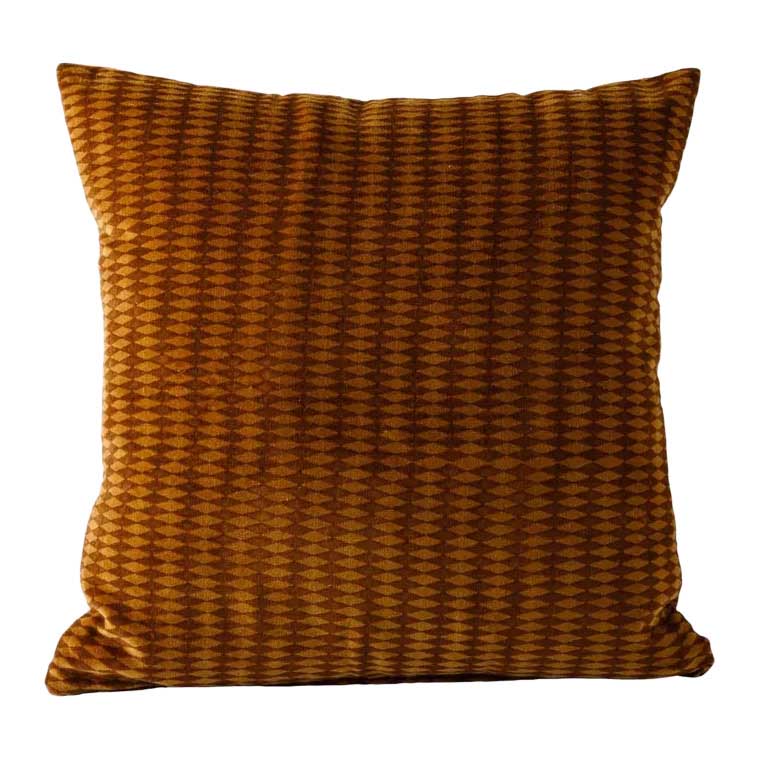 French Country Tobacco Diamonds Handblock Cushion Cover