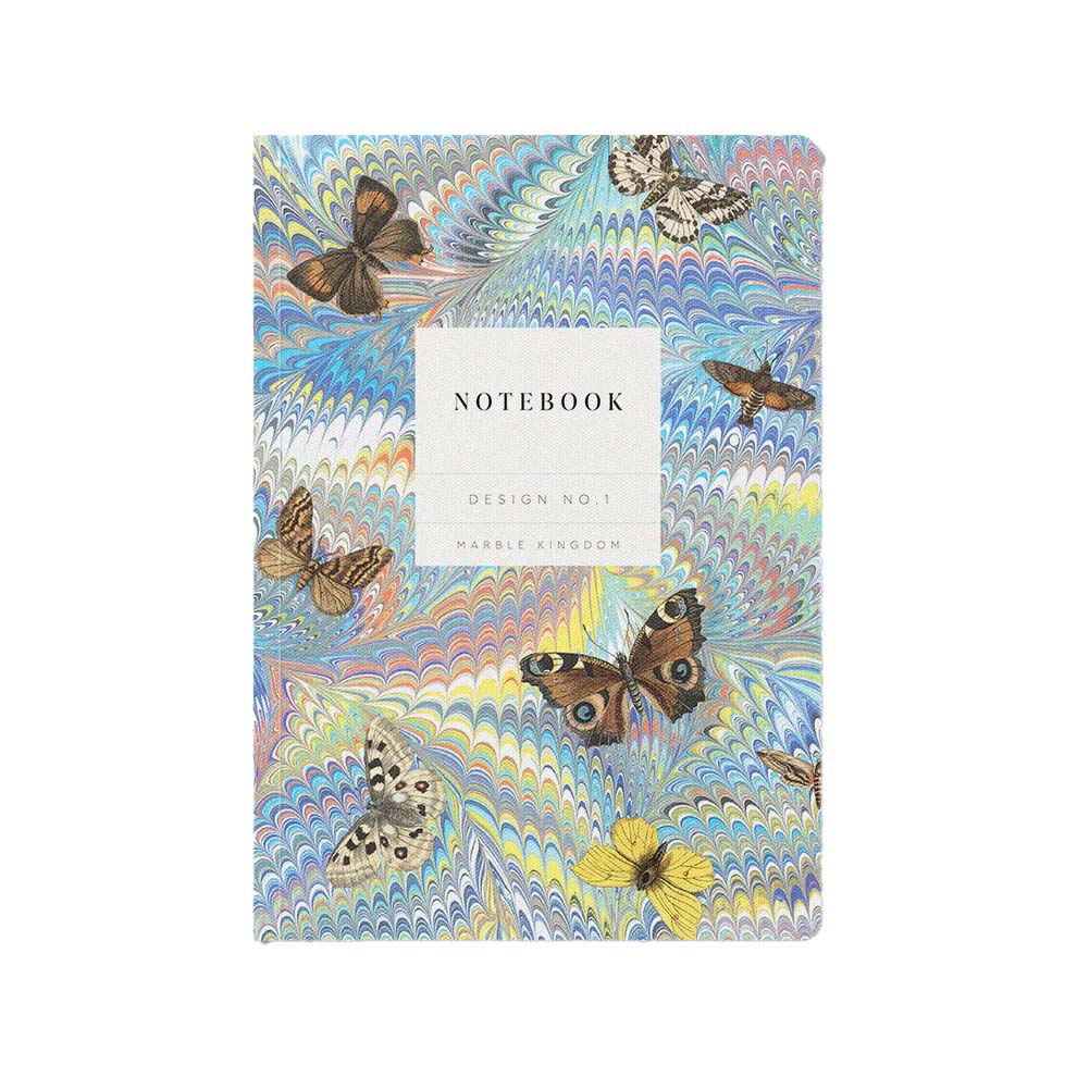 Oh Deer Kaleido Marble Butterfly Blue A5 Soft Cover Notebook