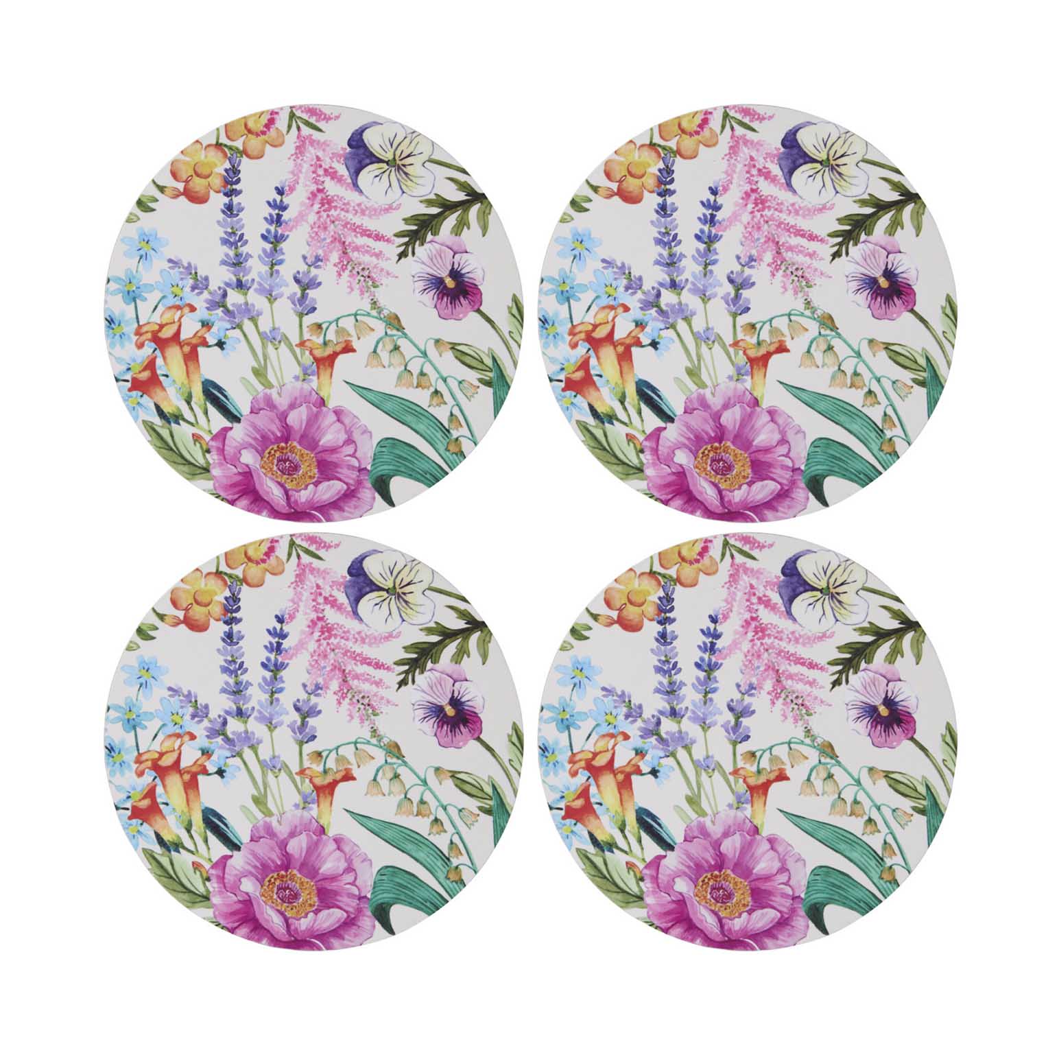 Maxwell & Williams Botanica Round Cork Back Coaster 10cm Set Of 4