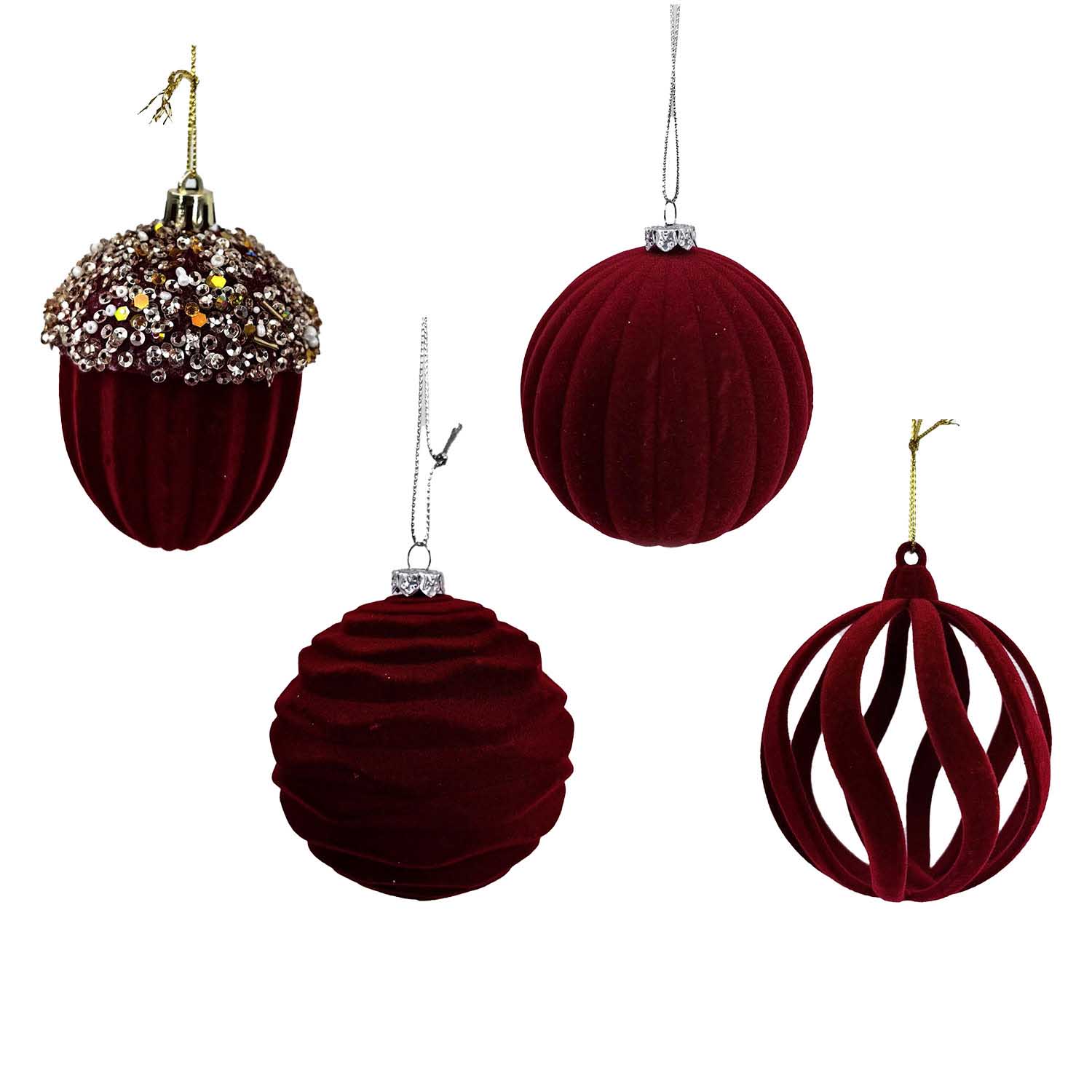 Large Burgundy Christmas Balls ( Box Of 4 )