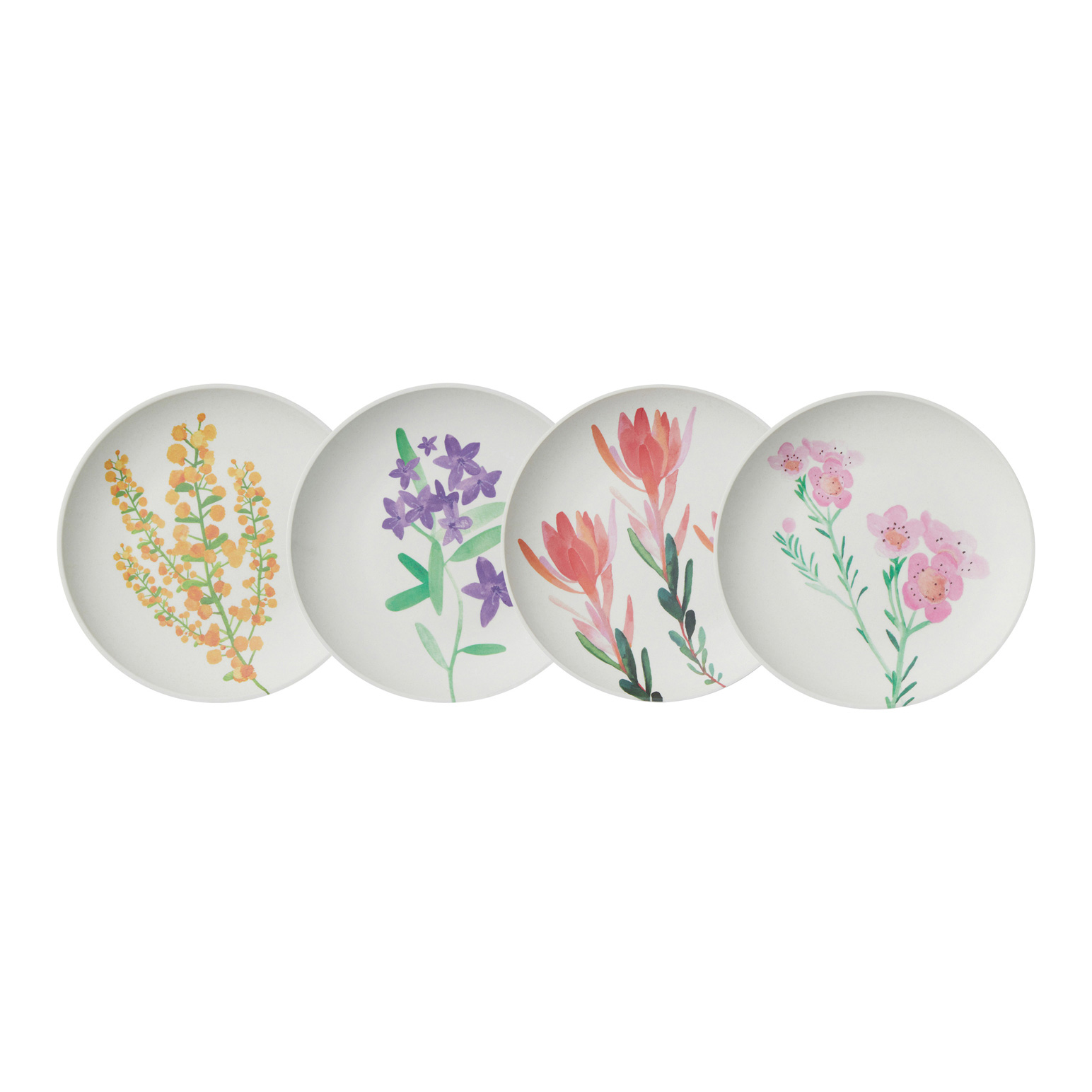 Maxwell & Williams Wildflowers Bamboo Plate 20cm Set Of 4 Assorted