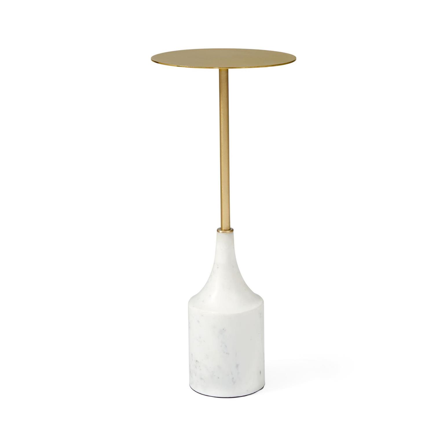 West Elm Hudson Collection Drink Table Antique Brass White Marble