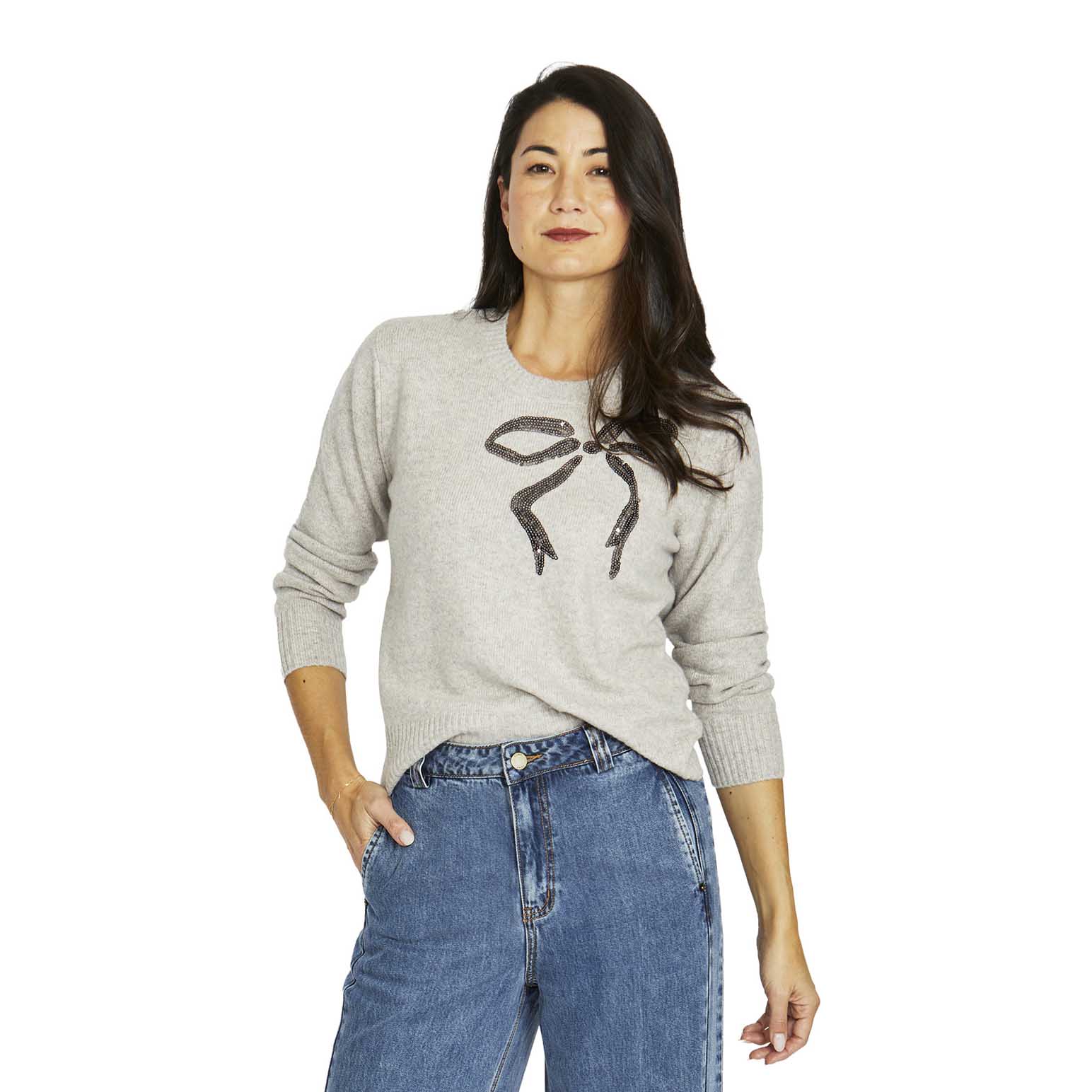 Jump Sequin Bow Pullover