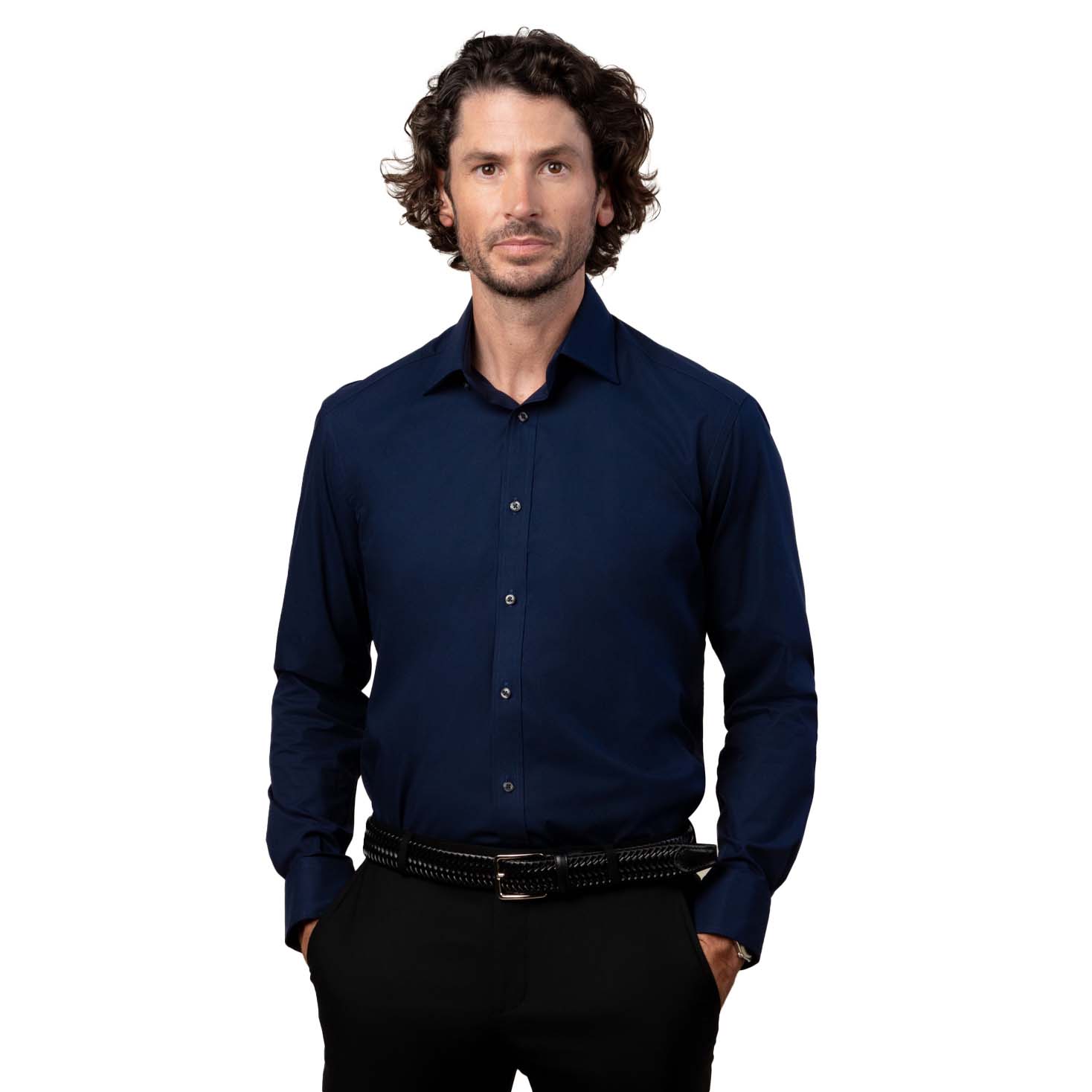 Rembrandt London Navy Plain Poplin Shirt