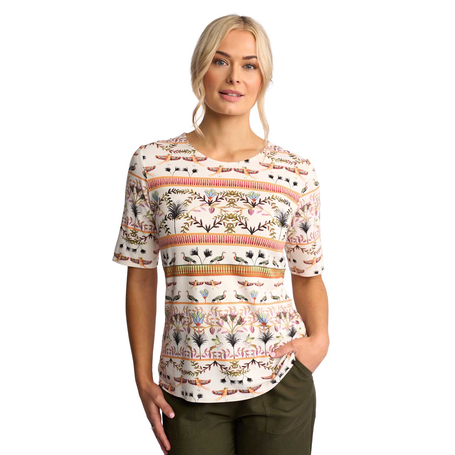 Vassalli 3/4 Sleeve Round Neck Knit Top