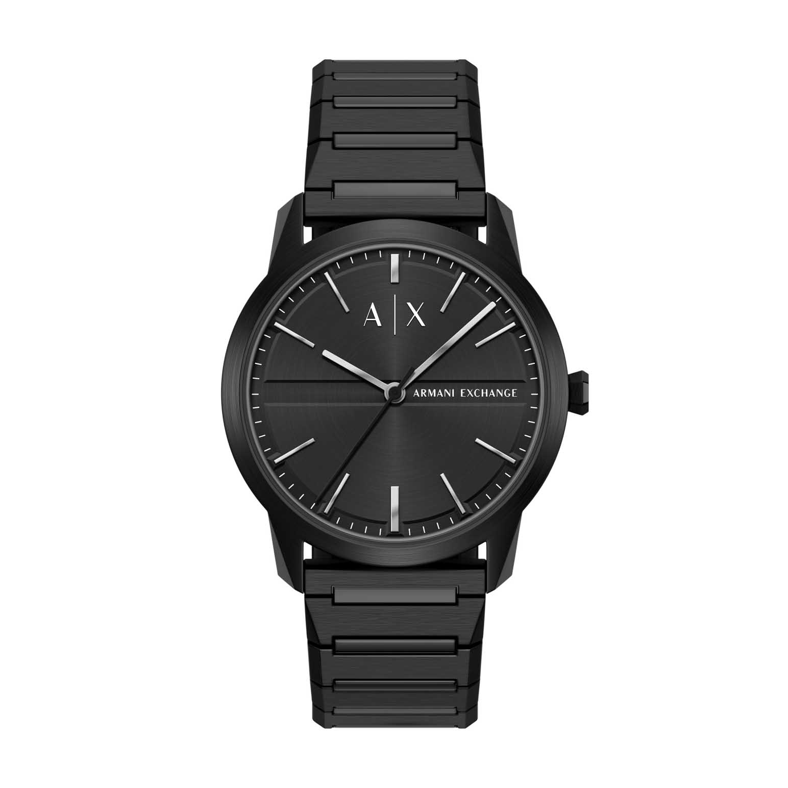 Armani Exchange Three-Hand Black Stainless Steel Watch