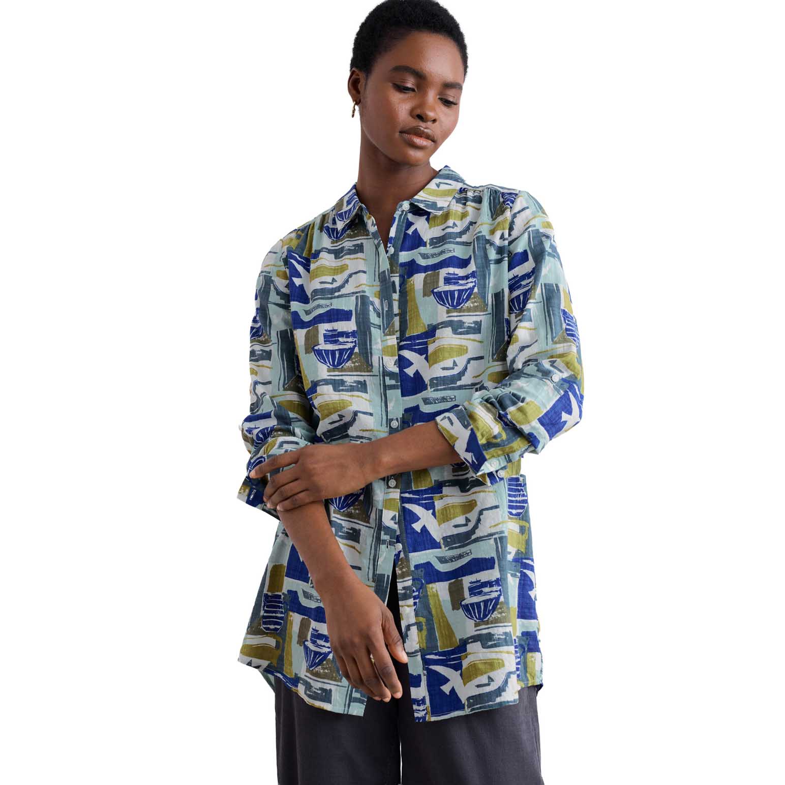 Seasalt Cornwall Wren Flutter Shirt Windowscape Sketch Chalk