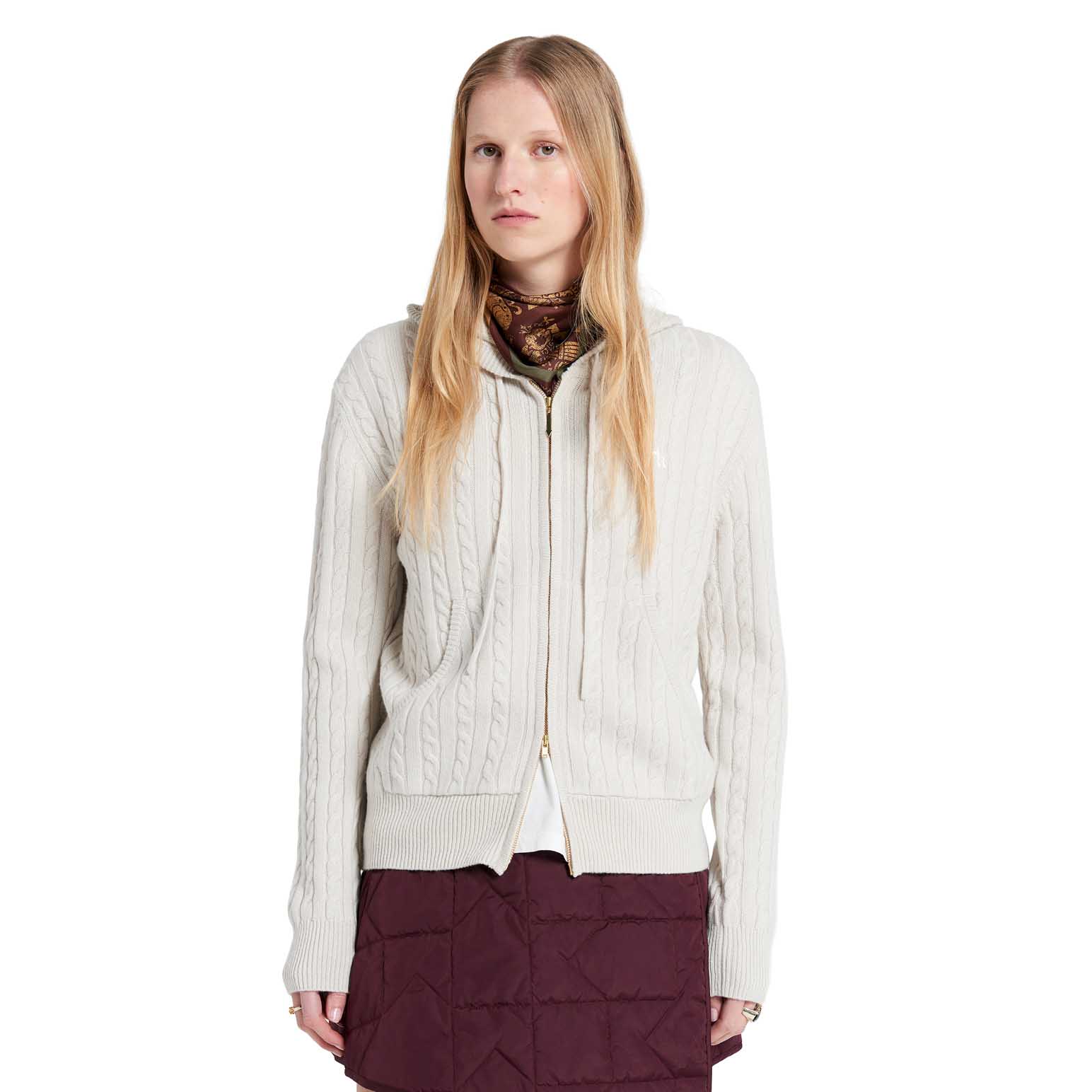 Karen Walker Campus Cable Knit Hoodie