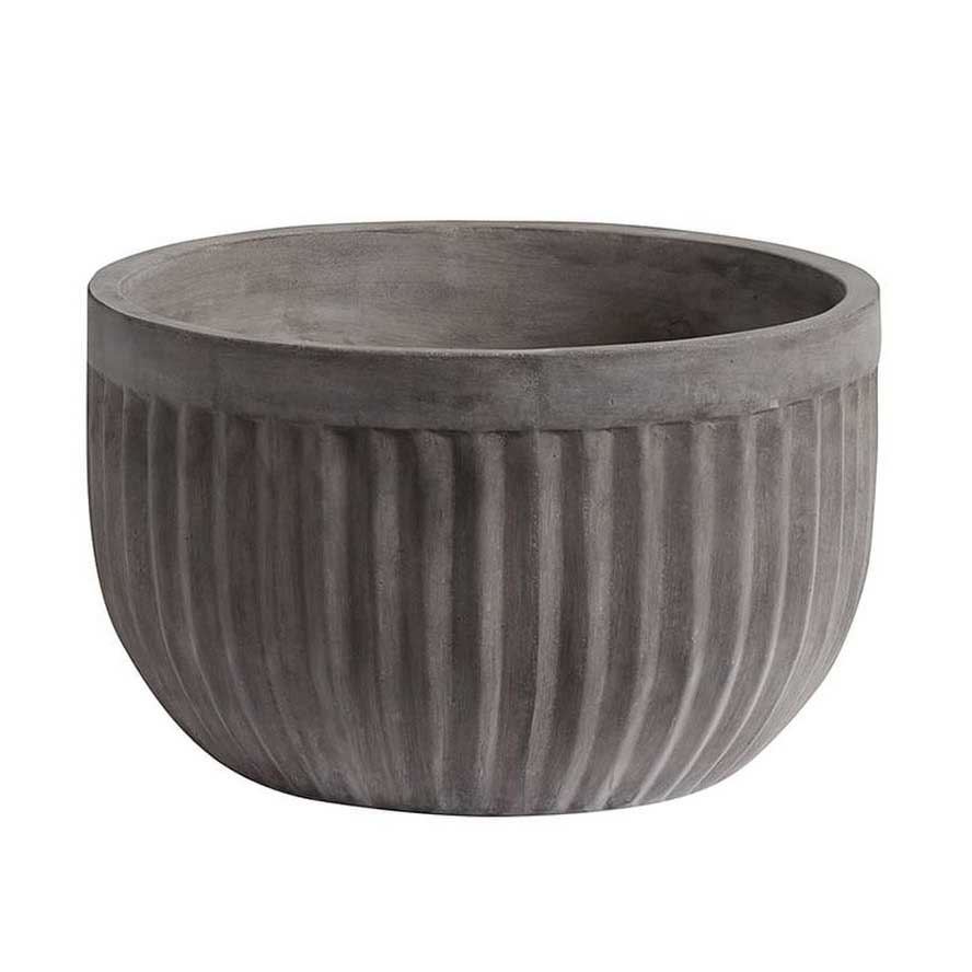 Pottery Barn Concrete Fluted Planter Low Bowl