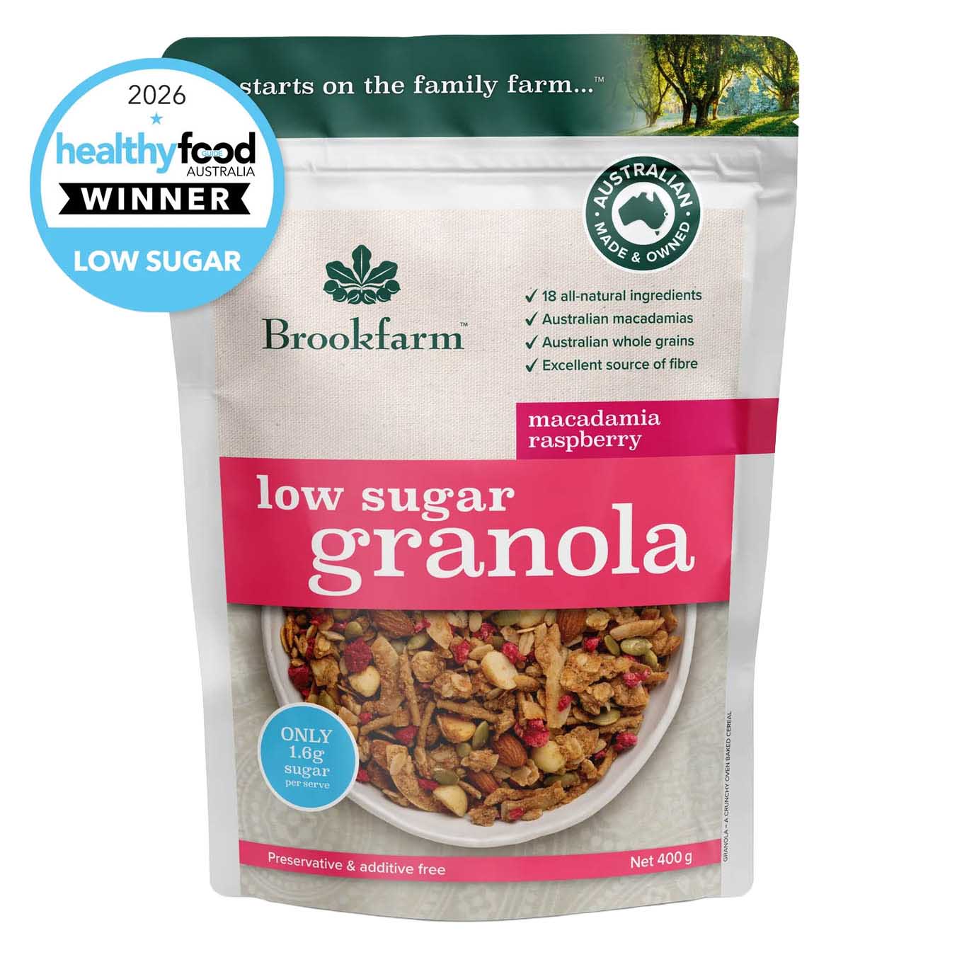 Brookfarm Low Sugar Raspberry Granola 400g