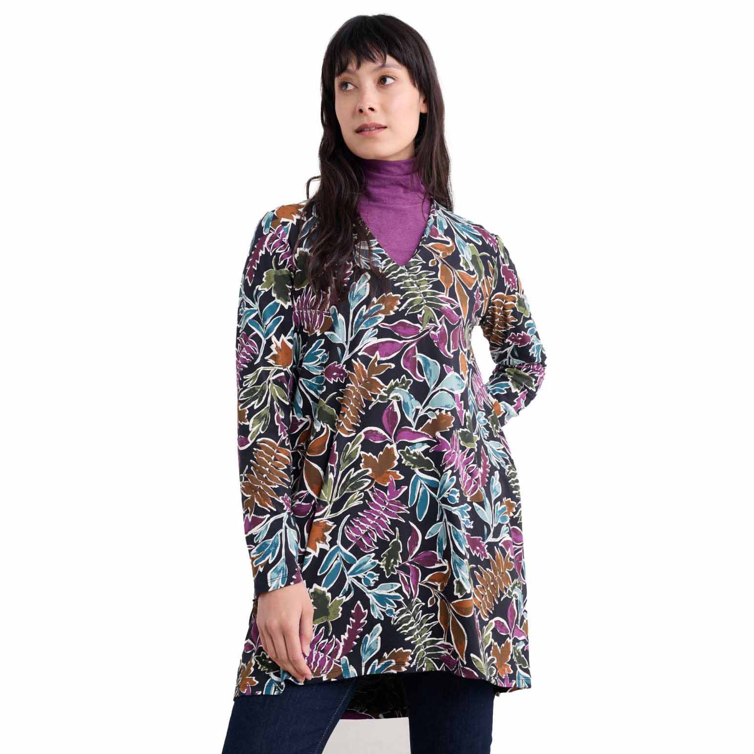 Seasalt Cornwall Molevenny Tunic Inked Foliage Onyx