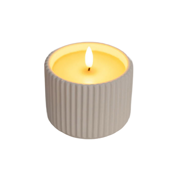 Stellar Haus White Cement Blend AAA LED Candle 9cm