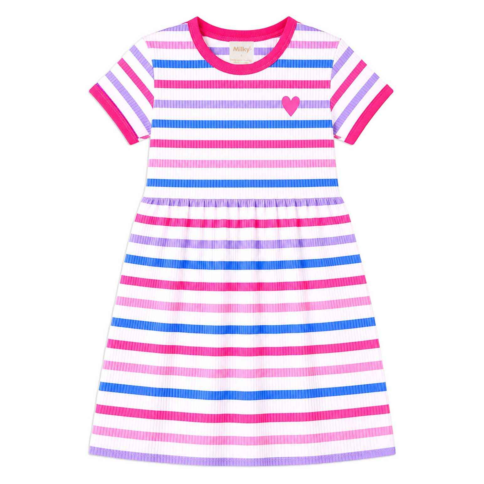 Milky Pretty Stripe Rib Dress 2-7Y