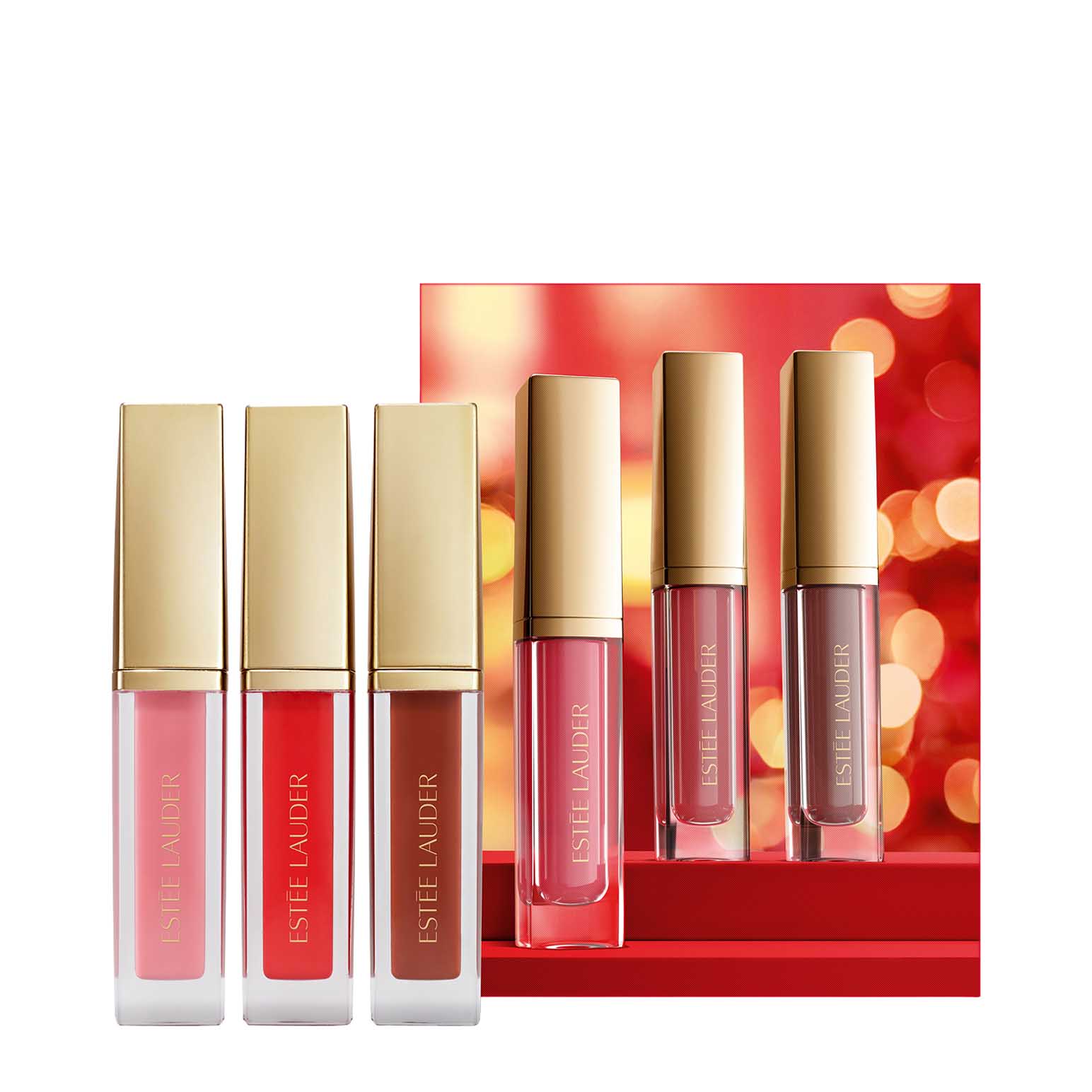 Est&eacute;e Lauder Suite Kisses Glossy Pout Mini Lip Oil Trio Makeup Gift Set