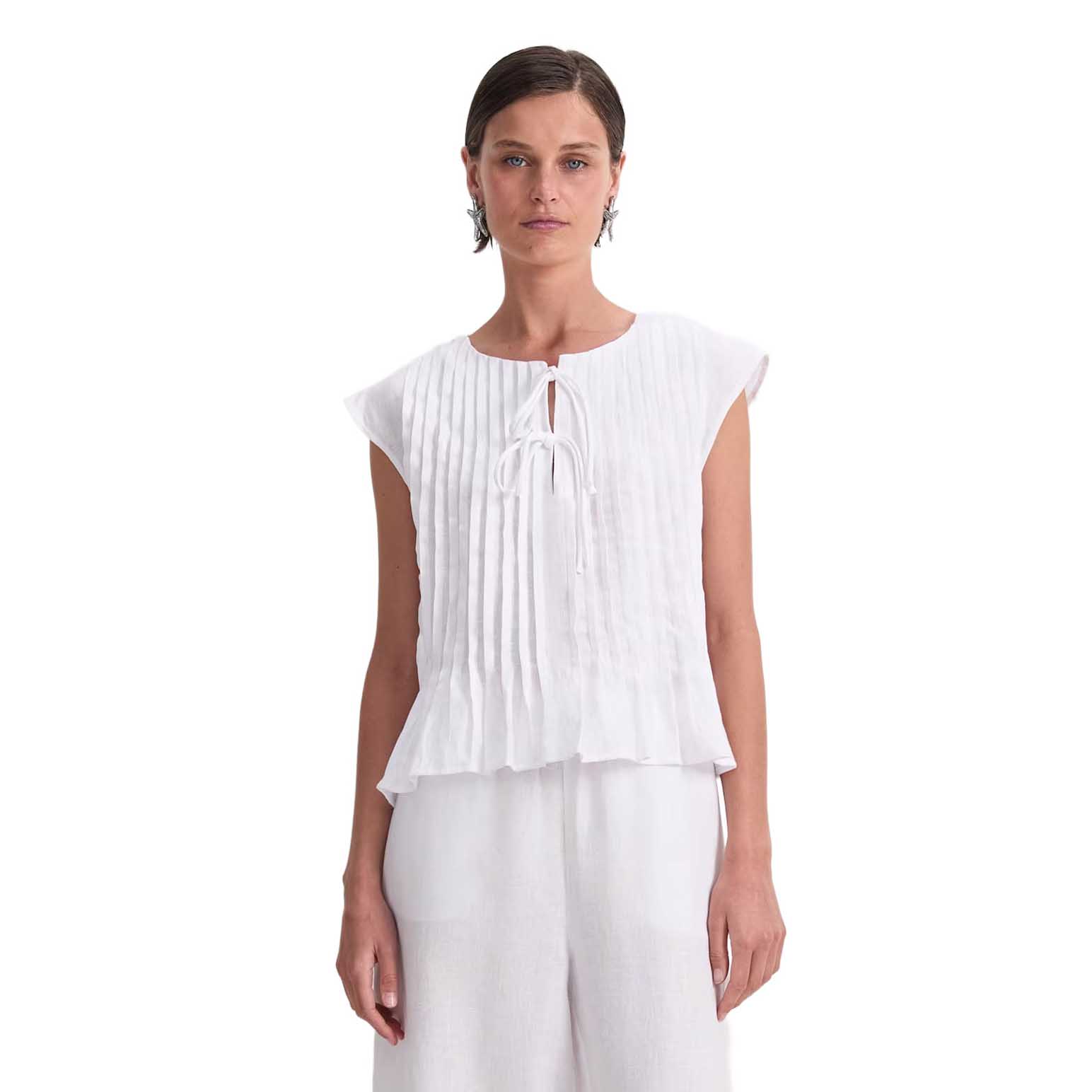 Sportscraft Ariana Pintuck Linen Blouse