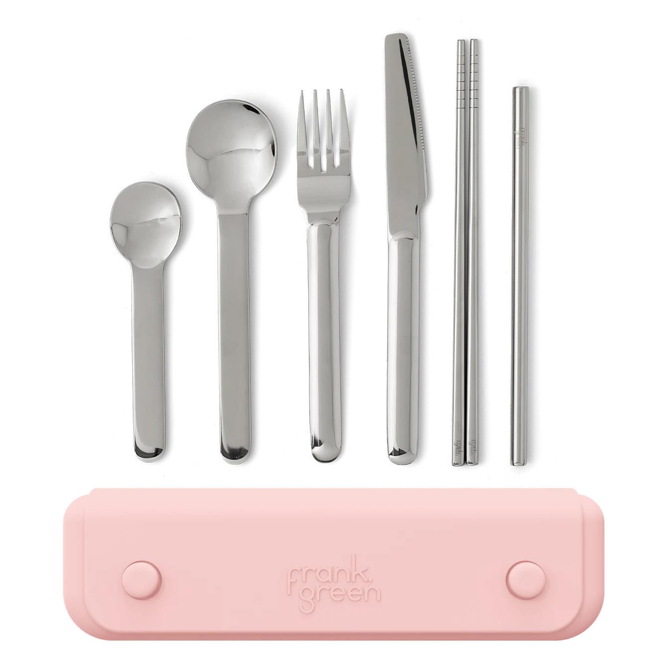 frank green 6 Piece Cutlery Set in Silicone Pouch Blushed