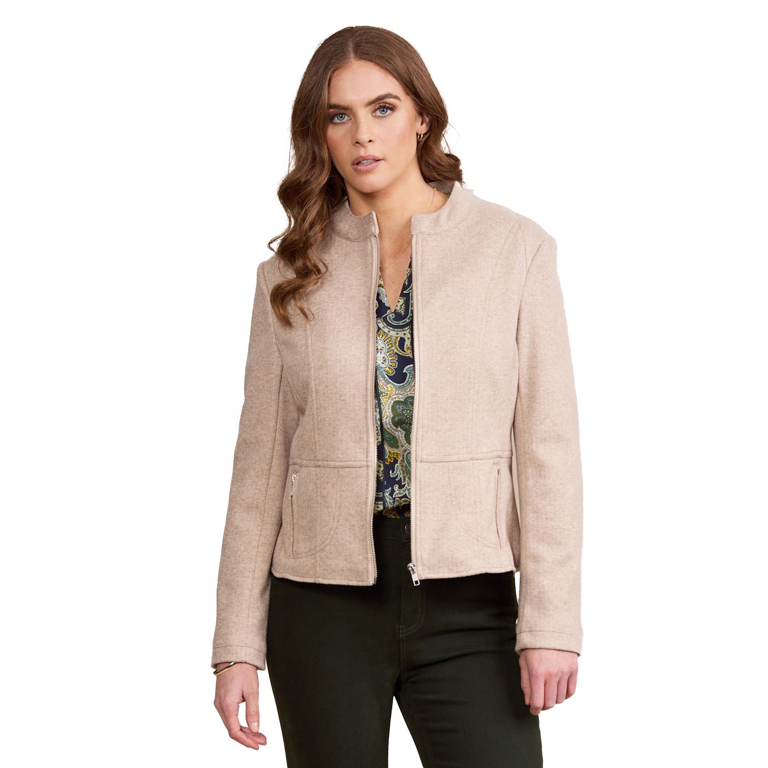 Vassalli Long Sleeve Lined Zip Up Jacket With Front Zip Detailing