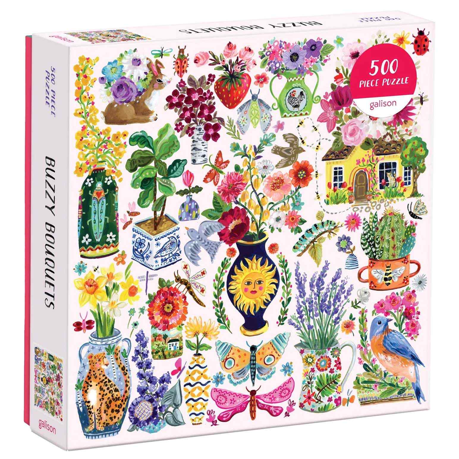 Galison Buzzy Bouquets 500 Piece Puzzle