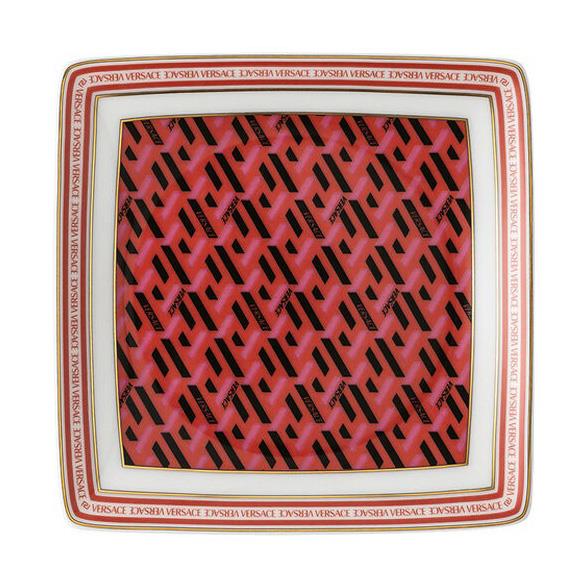 Versace La Greca Square Dish 12cm - Red
