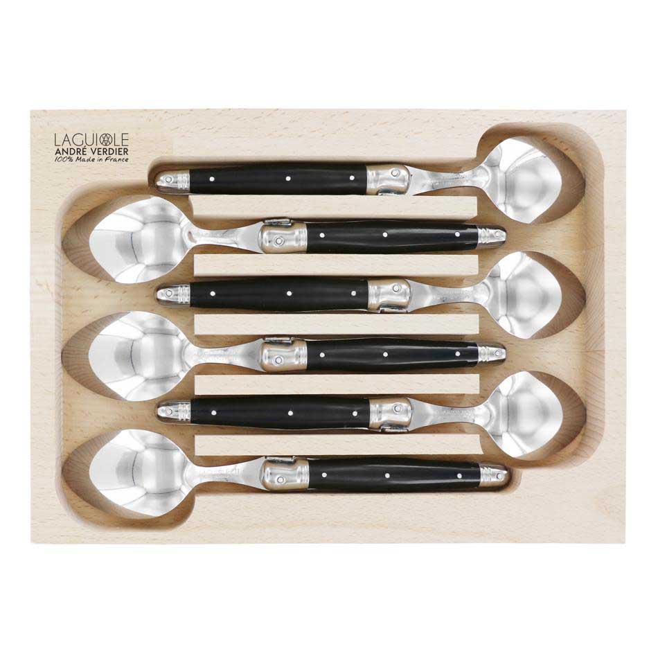 Andr&eacute; Verdier Laguiole Dinner Spoon 6 Piece Set - Black
